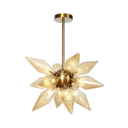 Modern Flower-Shaped Glass Chandelier for Living Room Image - 12