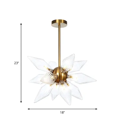 Modern Flower-Shaped Glass Chandelier for Living Room Image - 15