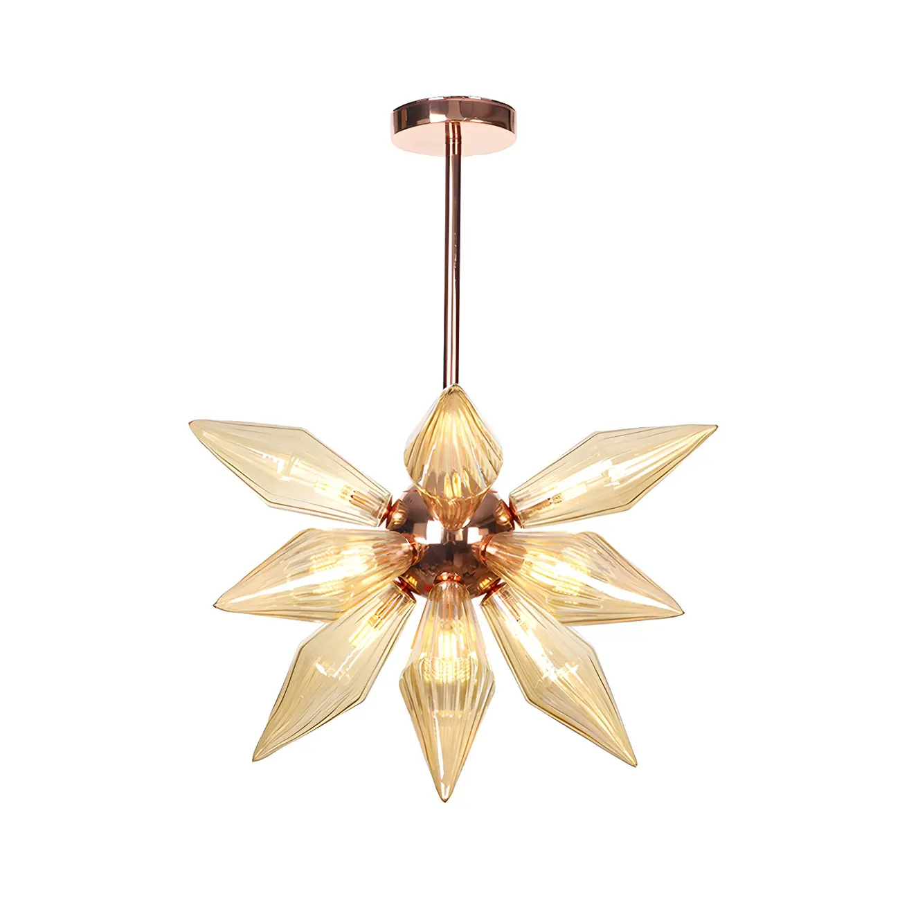 Modern Flower-Shaped Glass Chandelier for Living Room Image - 16 | homeyfad