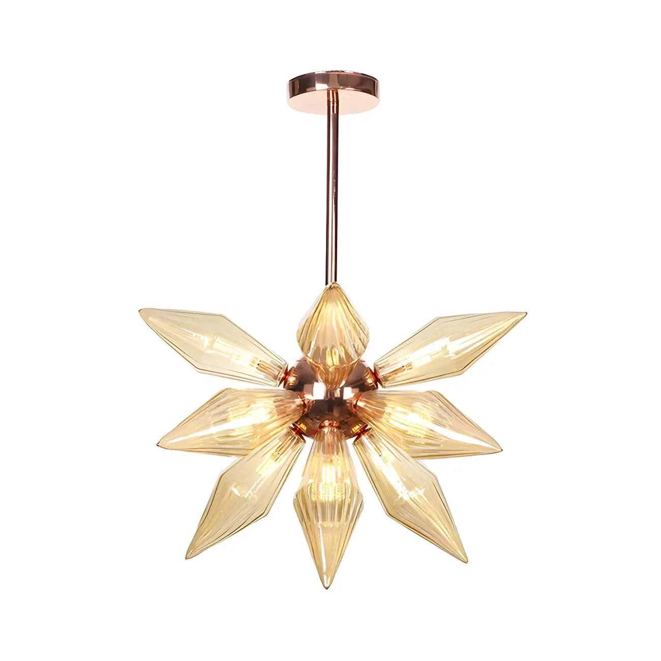 Modern Flower-Shaped Glass Chandelier for Living Room Image - 16