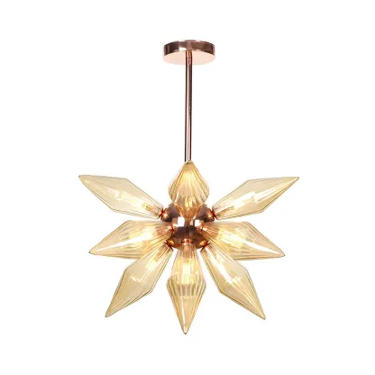 Modern Flower-Shaped Glass Chandelier for Living Room Image - 16
