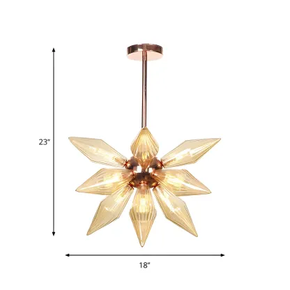 Modern Flower-Shaped Glass Chandelier for Living Room Image - 17