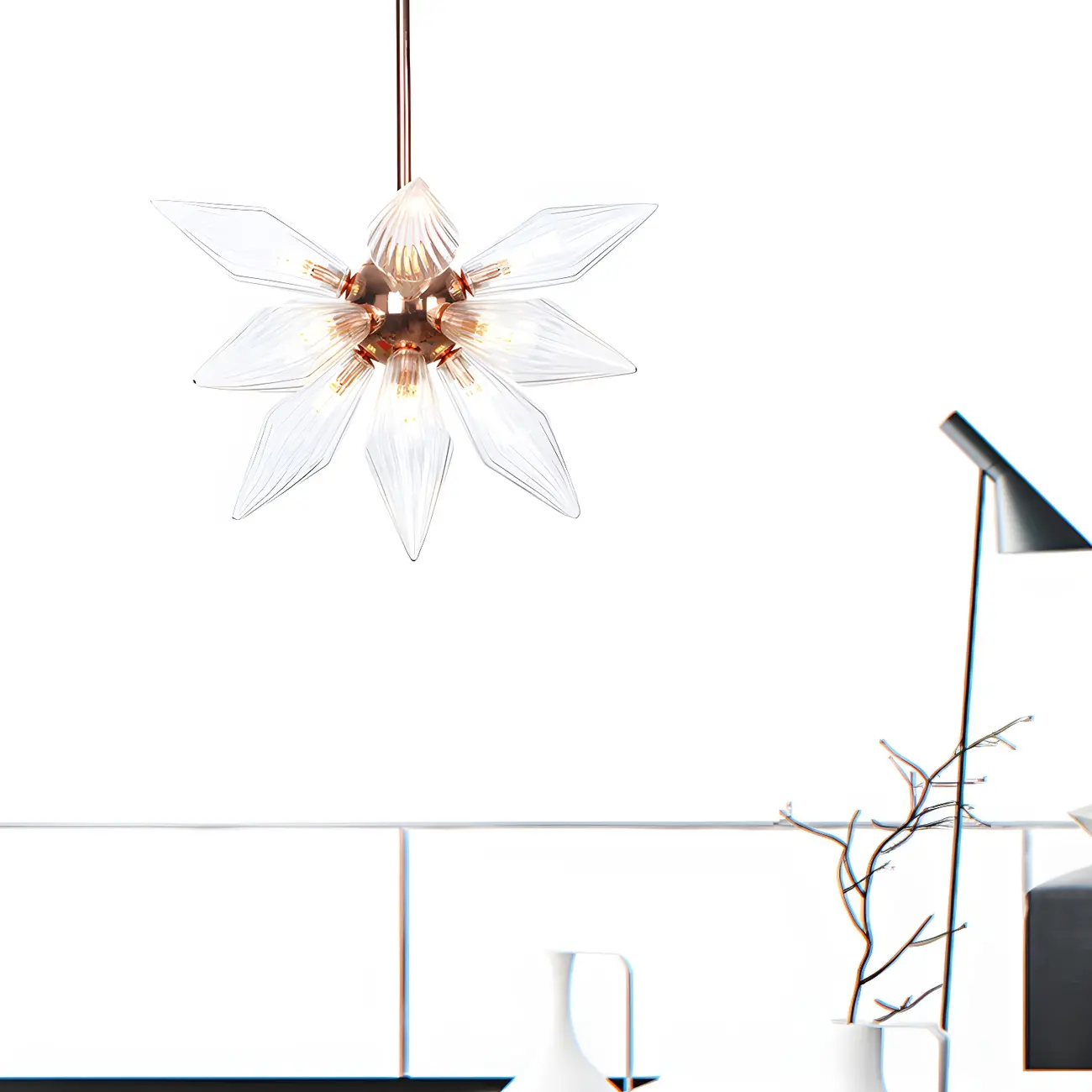 Modern Flower-Shaped Glass Chandelier for Living Room Image - 18 | homeyfad