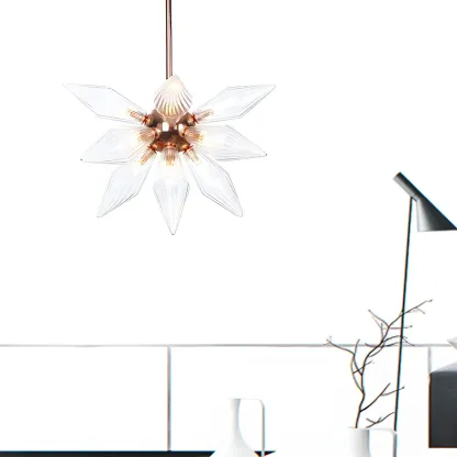 Modern Flower-Shaped Glass Chandelier for Living Room Image - 18