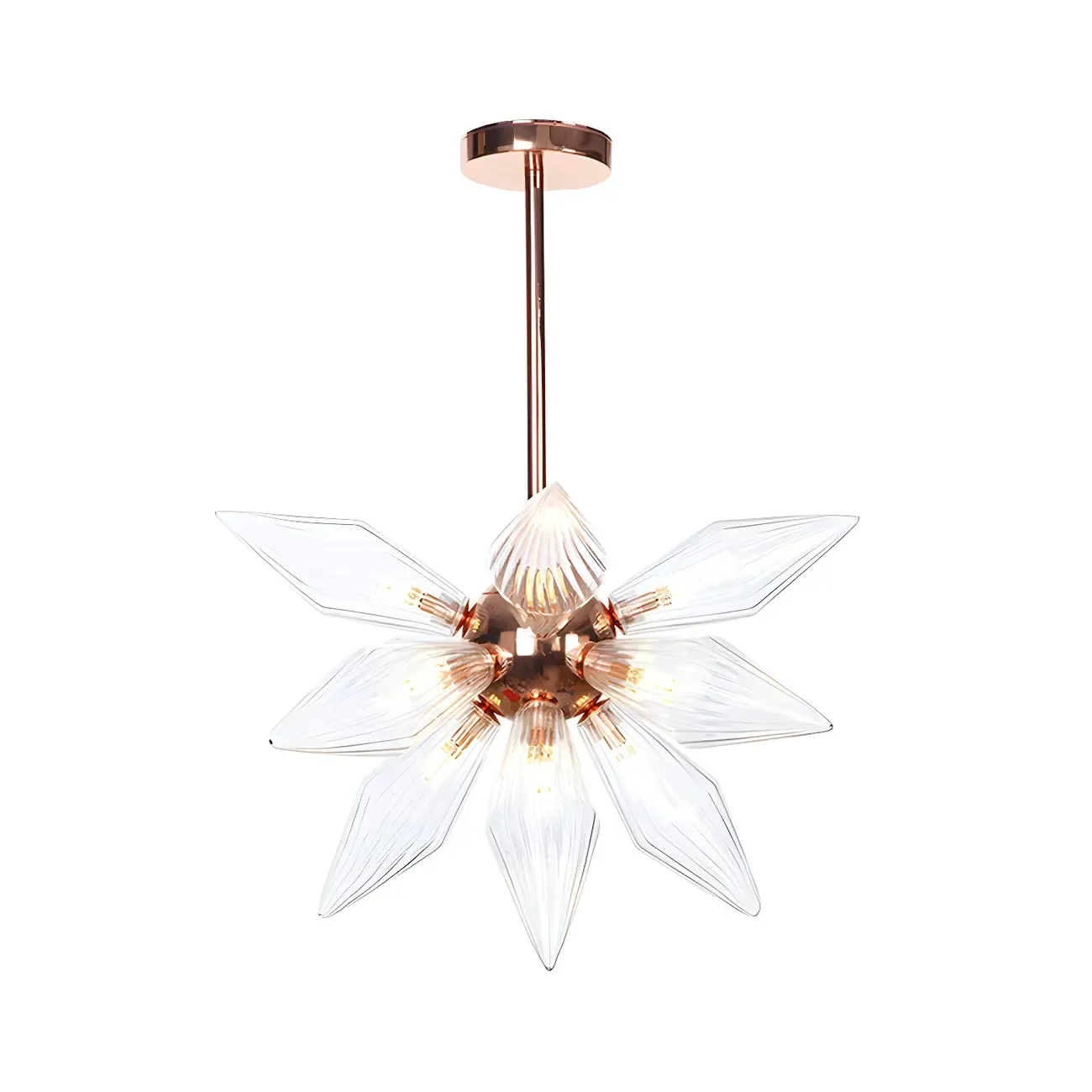 Modern Flower-Shaped Glass Chandelier for Living Room Image - 19
