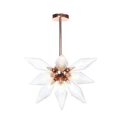 Modern Flower-Shaped Glass Chandelier for Living Room Image - 19