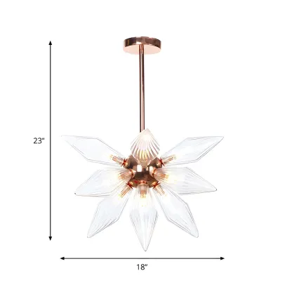 Modern Flower-Shaped Glass Chandelier for Living Room Image - 20