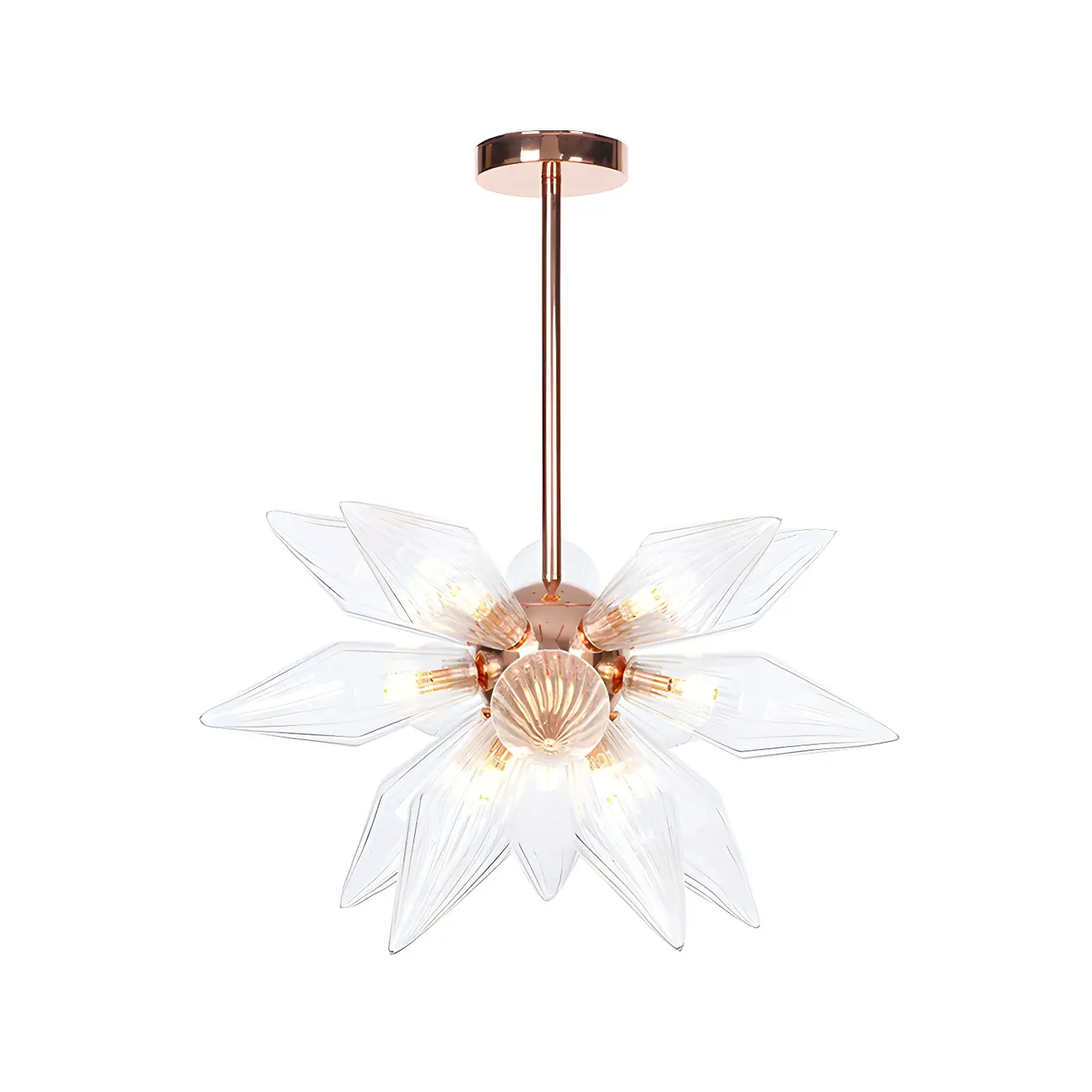 Modern Flower-Shaped Glass Chandelier for Living Room Image - 21 | homeyfad