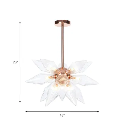 Modern Flower-Shaped Glass Chandelier for Living Room Image - 22