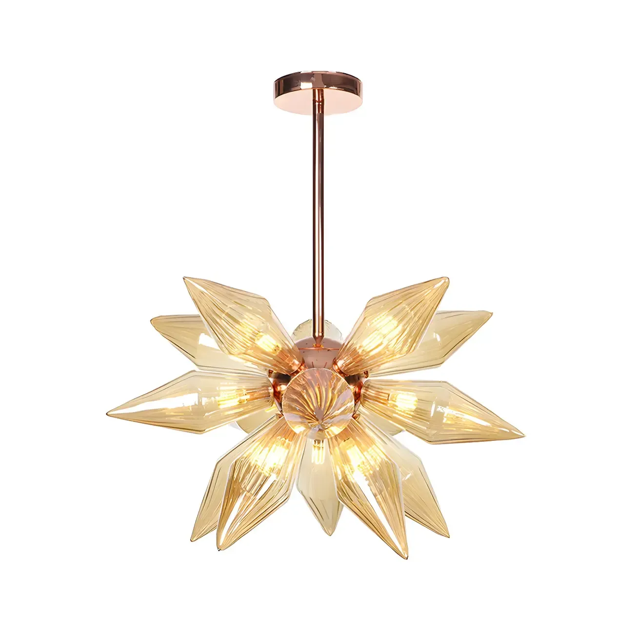 Modern Flower-Shaped Glass Chandelier for Living Room Image - 23