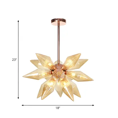 Modern Flower-Shaped Glass Chandelier for Living Room Image - 24