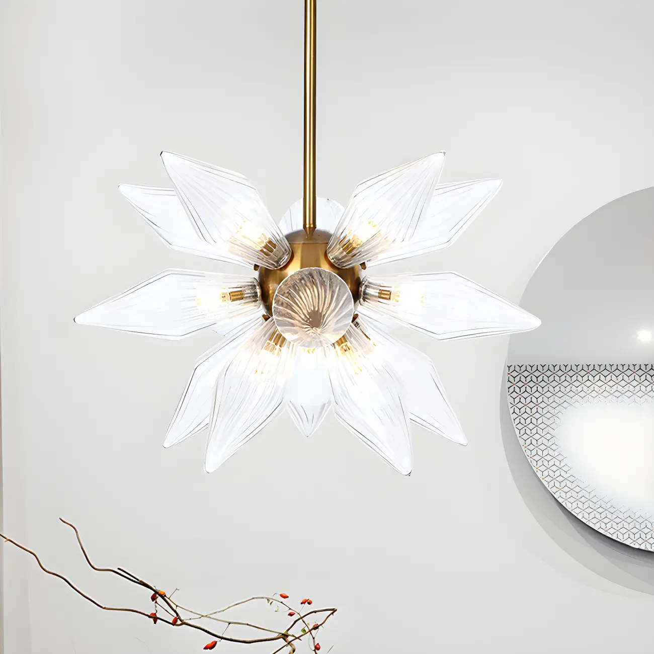Modern Flower-Shaped Glass Chandelier for Living Room Image - 25 | homeyfad