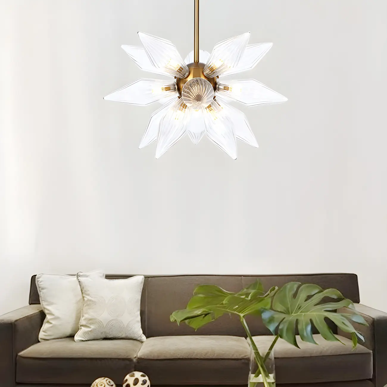 Modern Flower-Shaped Glass Chandelier for Living Room Image - 4 | homeyfad