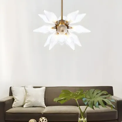 Modern Flower-Shaped Glass Chandelier for Living Room Image - 4
