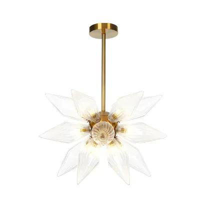 Modern Flower-Shaped Glass Chandelier for Living Room Image - 30
