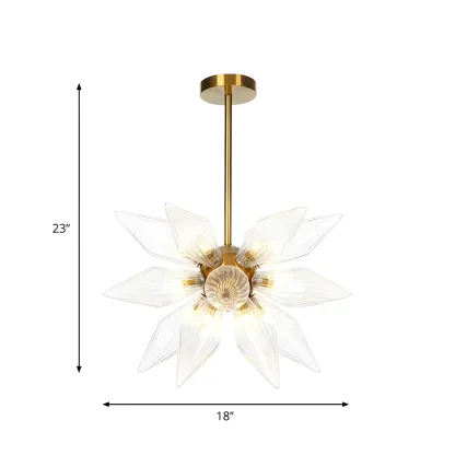 Modern Flower-Shaped Glass Chandelier for Living Room Image - 31