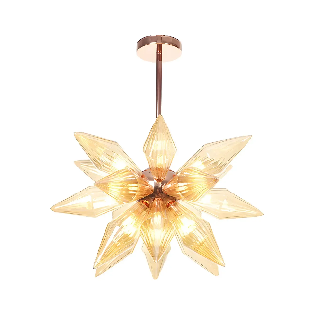 Modern Flower-Shaped Glass Chandelier for Living Room Image - 32