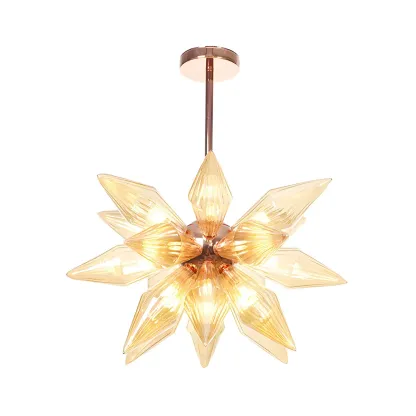 Modern Flower-Shaped Glass Chandelier for Living Room Image - 32