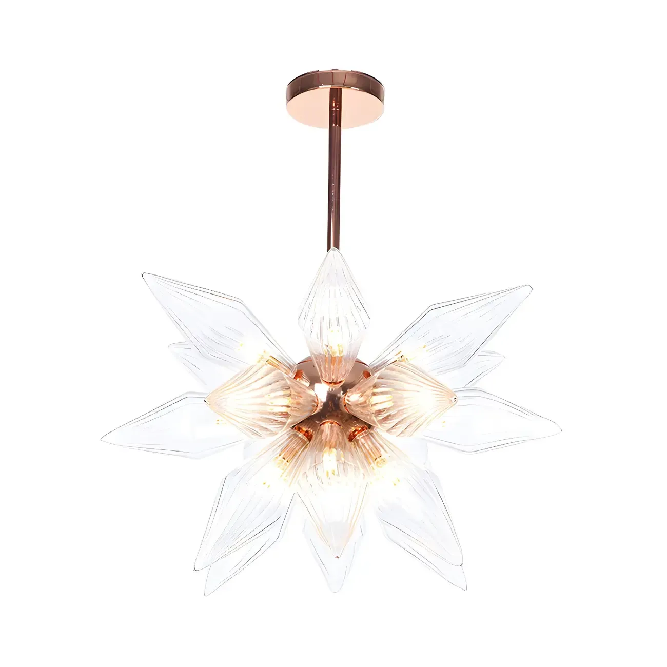 Modern Flower-Shaped Glass Chandelier for Living Room Image - 34