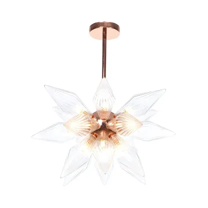 Modern Flower-Shaped Glass Chandelier for Living Room Image - 34