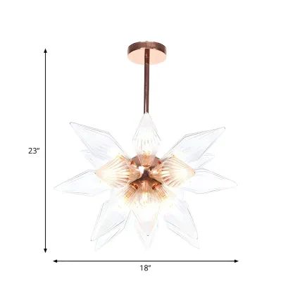 Modern Flower-Shaped Glass Chandelier for Living Room Image - 35