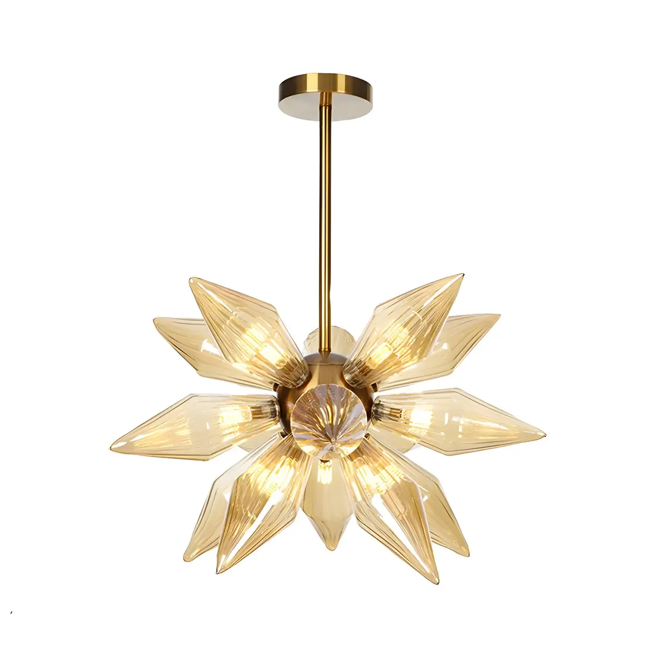 Modern Flower-Shaped Glass Chandelier for Living Room Image - 36
