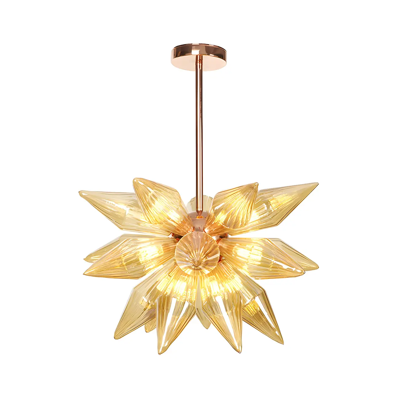 Modern Flower-Shaped Glass Chandelier for Living Room Image - 38 | homeyfad