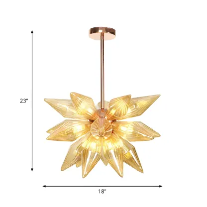 Modern Flower-Shaped Glass Chandelier for Living Room Image - 39