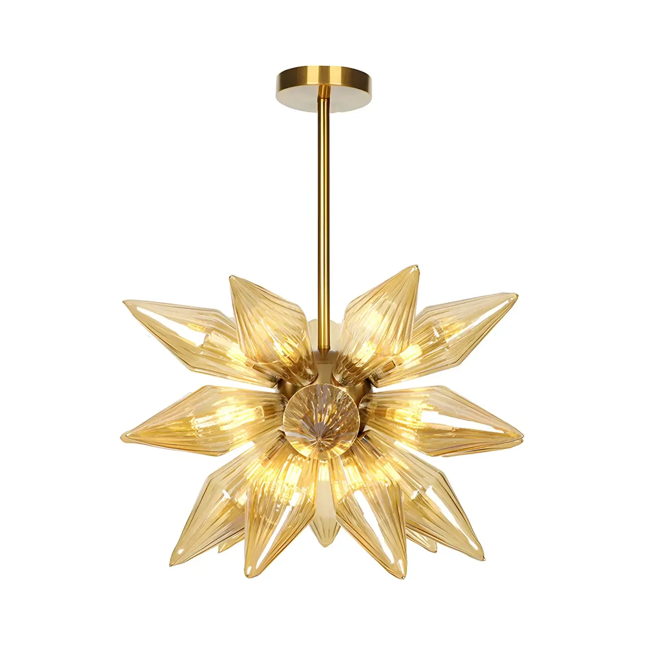 Modern Flower-Shaped Glass Chandelier for Living Room Image - 40