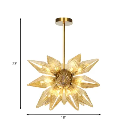 Modern Flower-Shaped Glass Chandelier for Living Room Image - 41