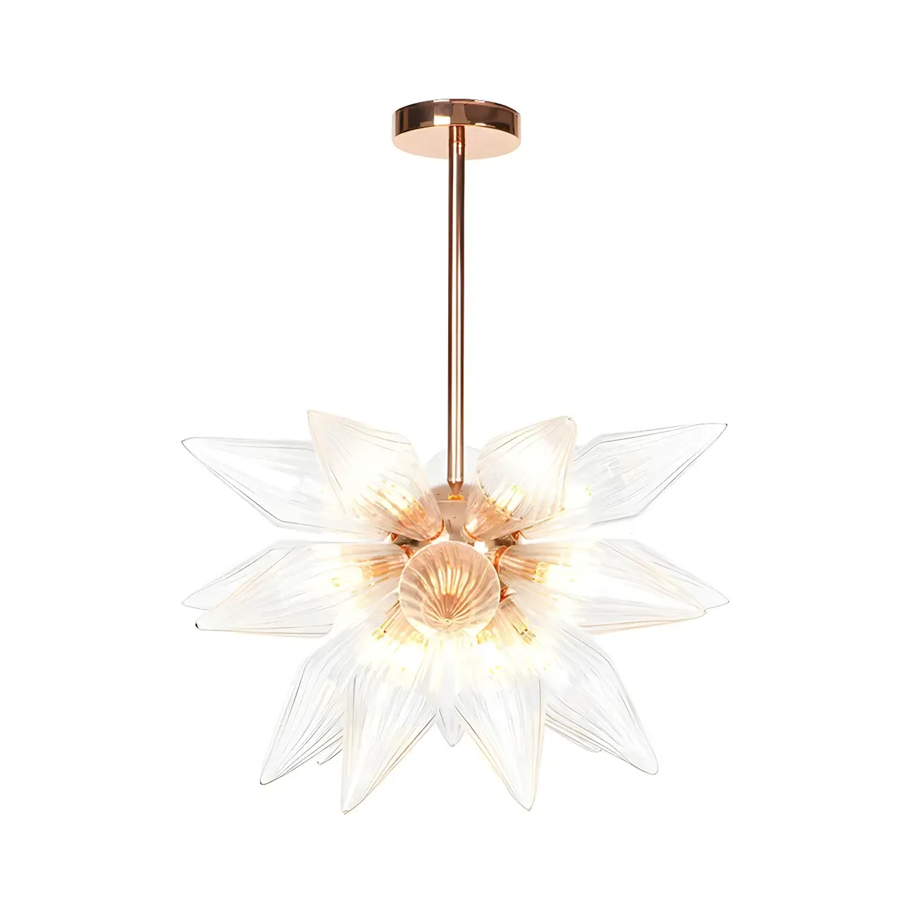 Modern Flower-Shaped Glass Chandelier for Living Room Image - 42