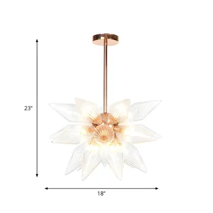 Modern Flower-Shaped Glass Chandelier for Living Room Image - 43