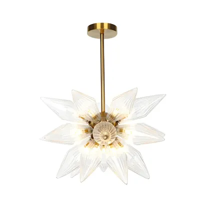 Modern Flower-Shaped Glass Chandelier for Living Room Image - 44