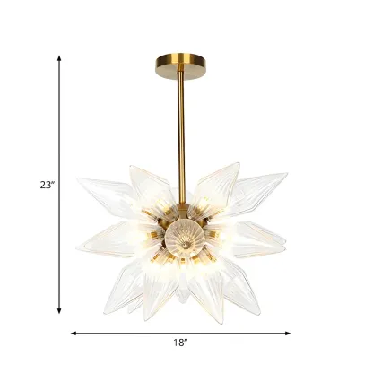 Modern Flower-Shaped Glass Chandelier for Living Room Image - 45