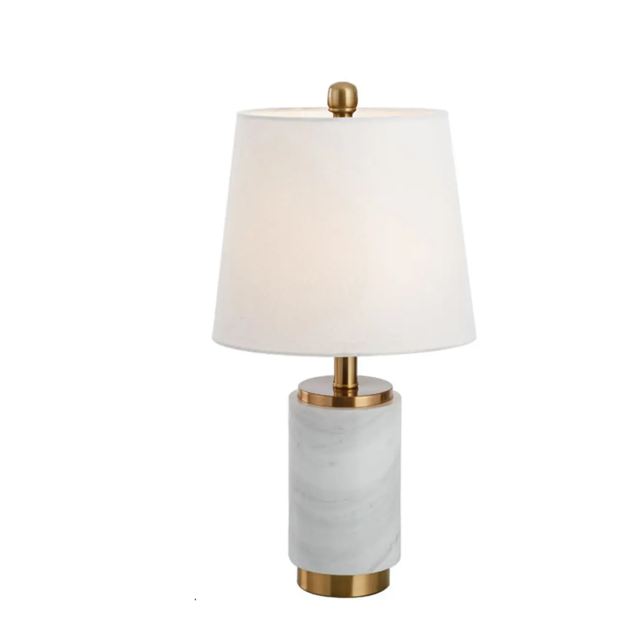 Modern Cylinder Stone Table Lamp with Fabric Shade Image - 10 | homeyfad