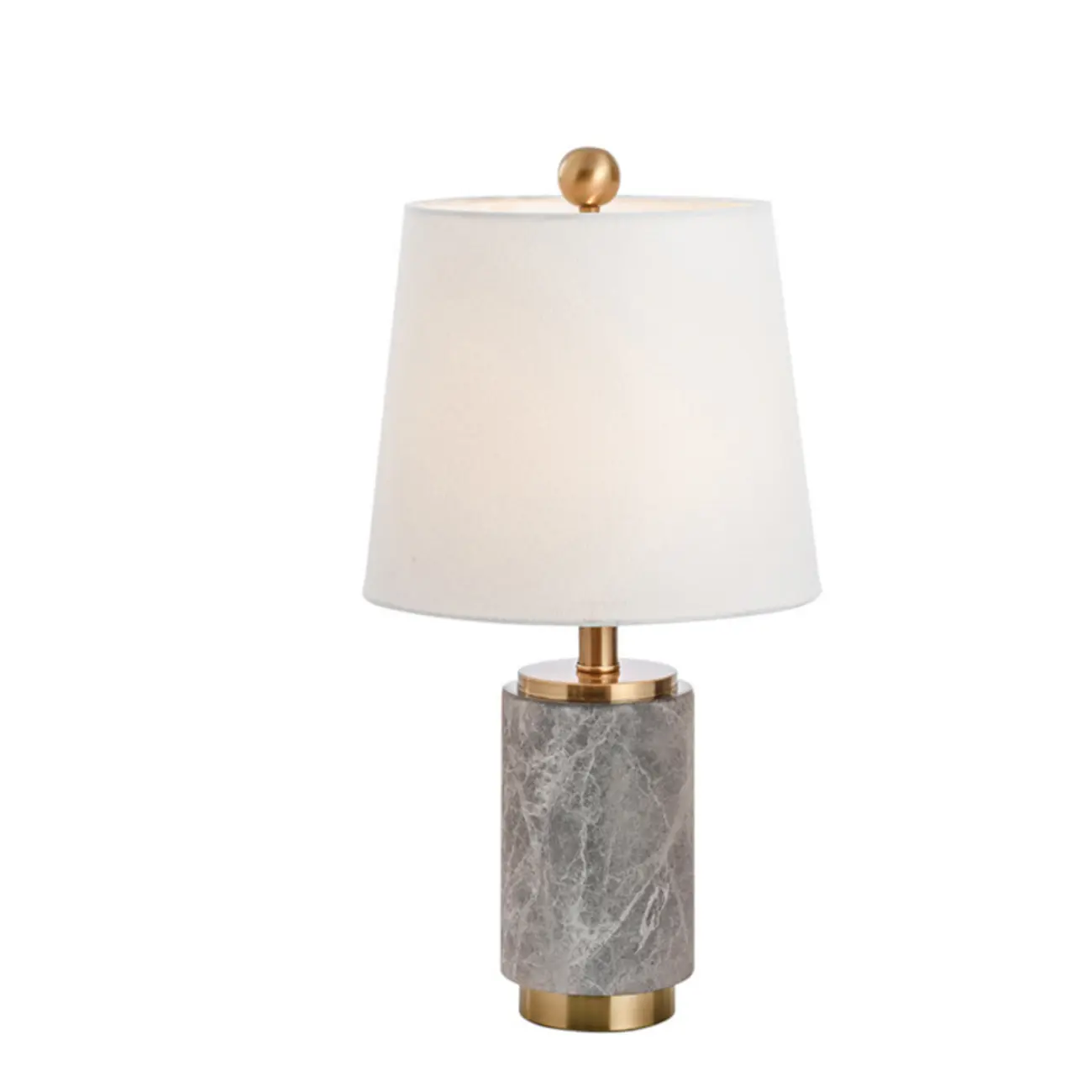 Modern Cylinder Stone Table Lamp with Fabric Shade Image - 12 | homeyfad