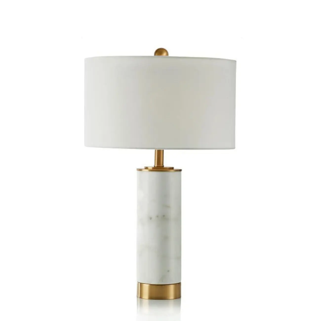 Modern Cylinder Stone Table Lamp with Fabric Shade Image - 13 | homeyfad