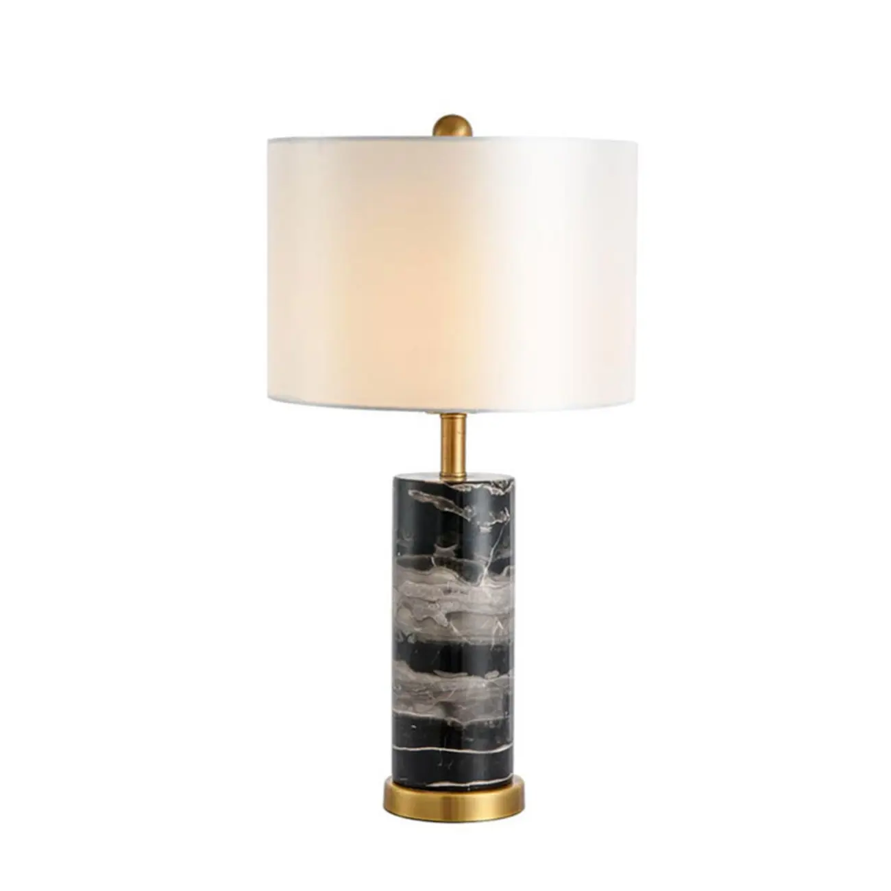 Modern Cylinder Stone Table Lamp with Fabric Shade Image - 14 | homeyfad