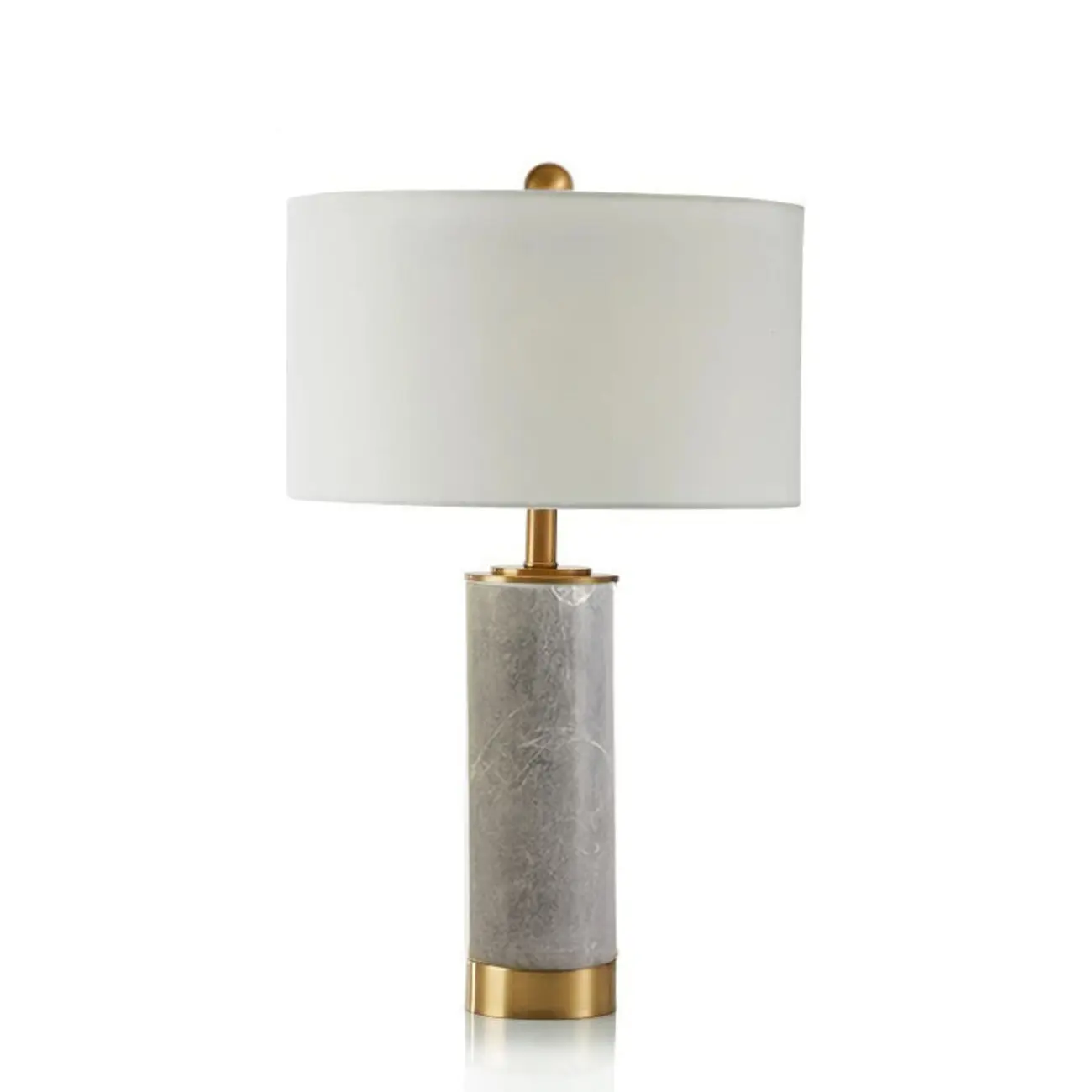 Modern Cylinder Stone Table Lamp with Fabric Shade Image - 15 | homeyfad
