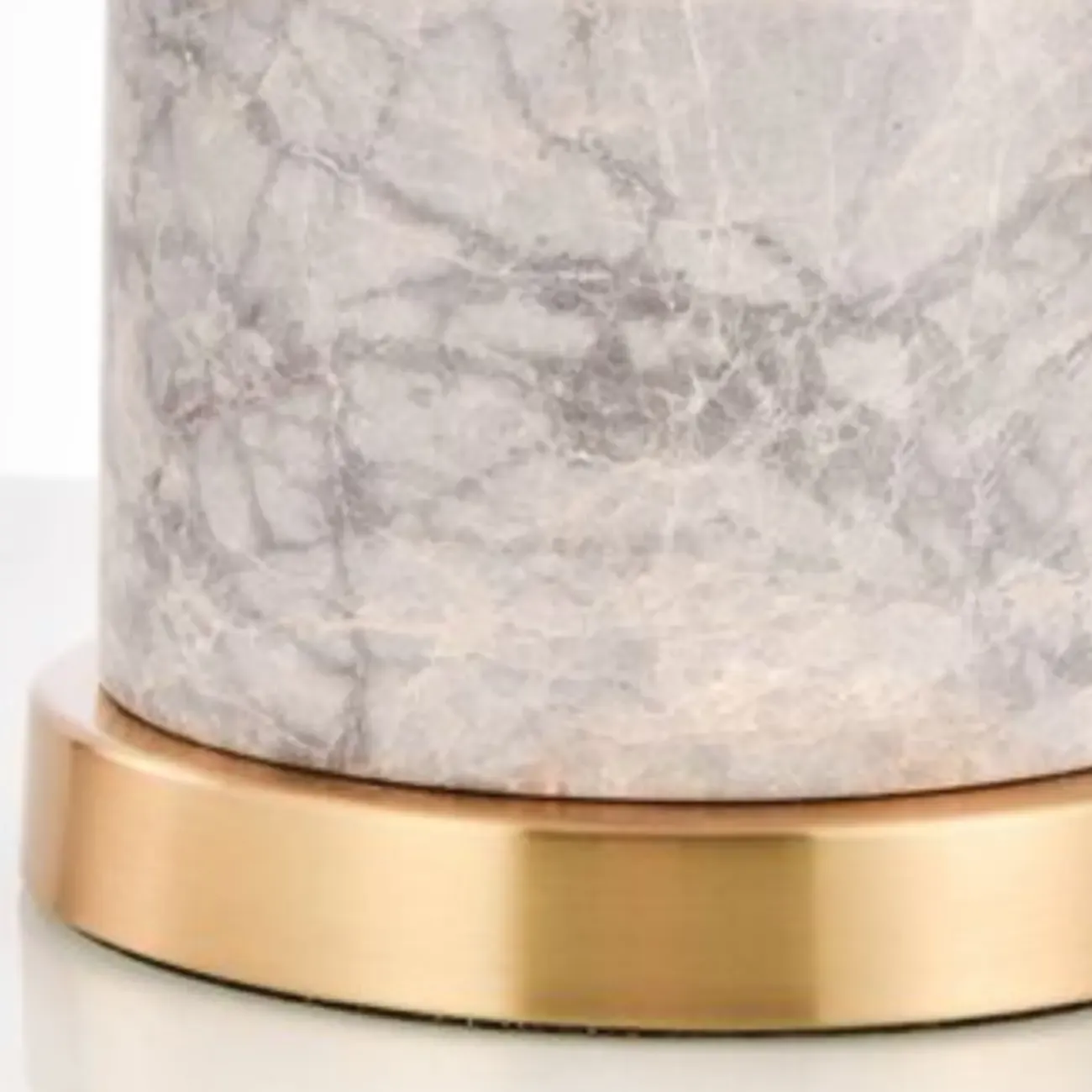 Modern Cylinder Stone Table Lamp with Fabric Shade Image - 18