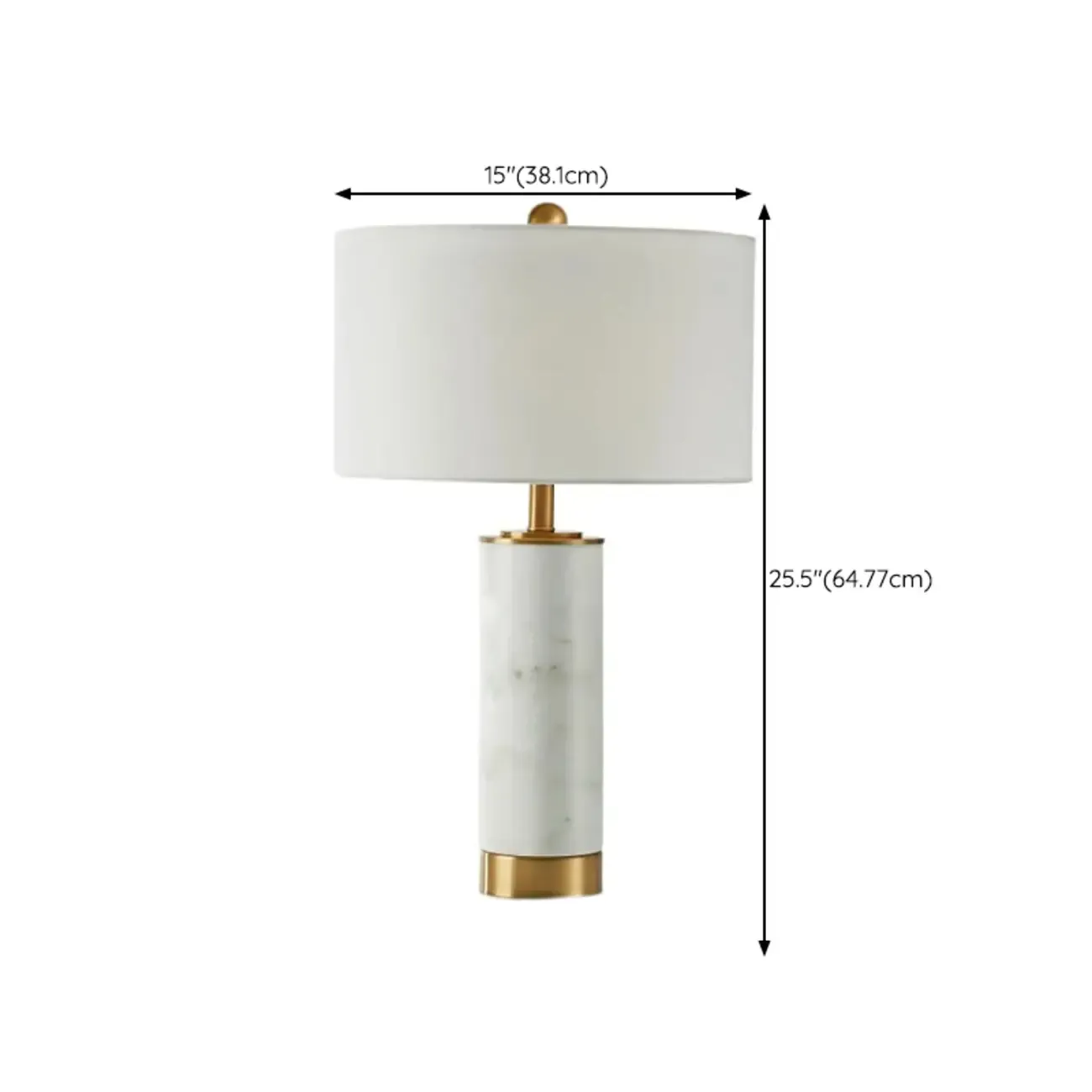 Modern Cylinder Stone Table Lamp with Fabric Shade #size