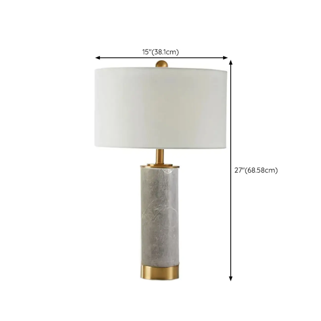 Modern Cylinder Stone Table Lamp with Fabric Shade Image - 21 | homeyfad