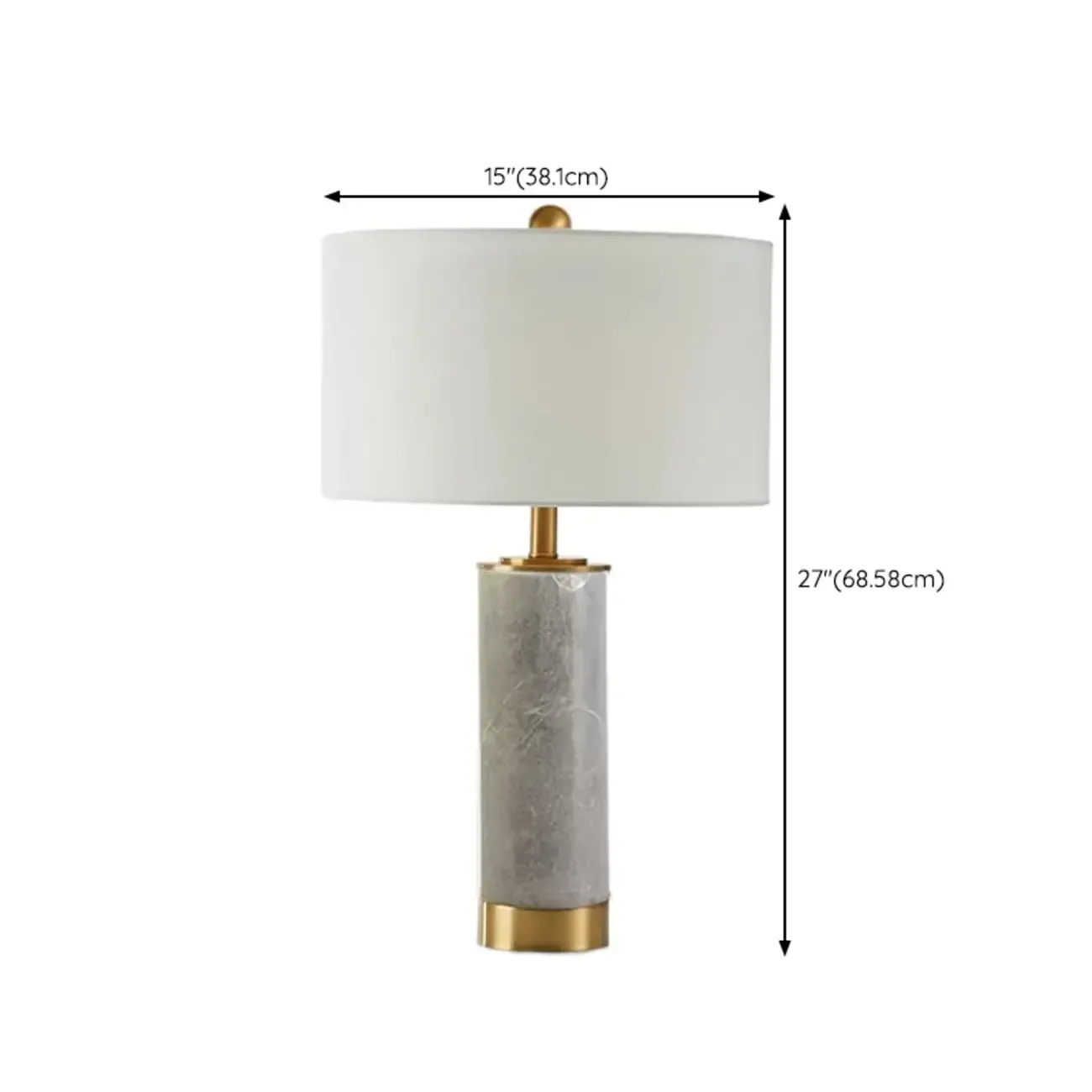 Modern Cylinder Stone Table Lamp with Fabric Shade Image - 21