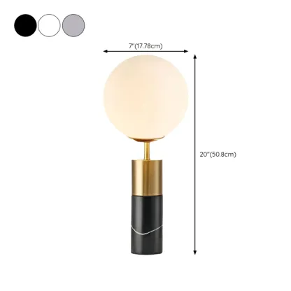 Modern Cylinder Stone Table Lamp with Fabric Shade Image - 22