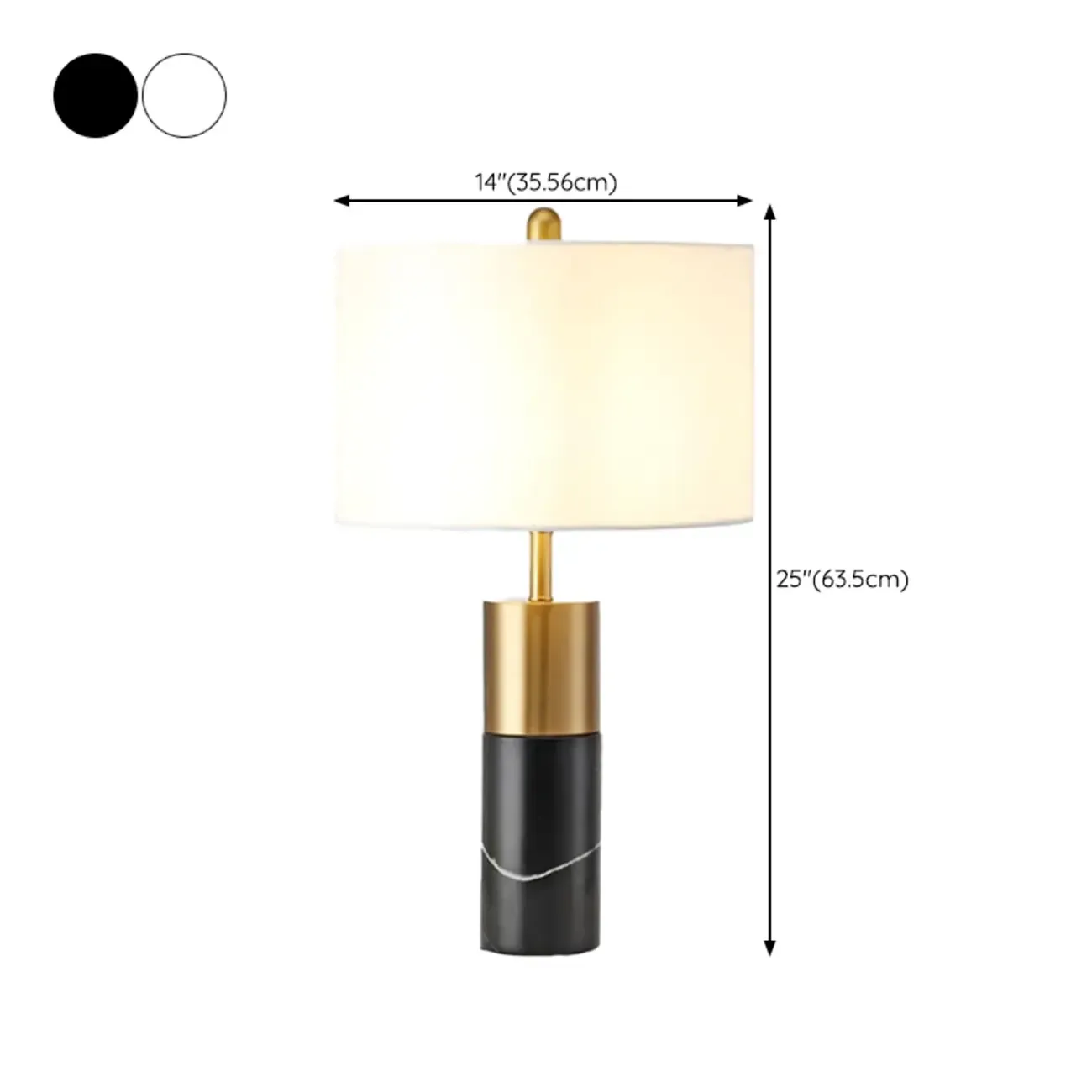 Modern Cylinder Stone Table Lamp with Fabric Shade Image - 23