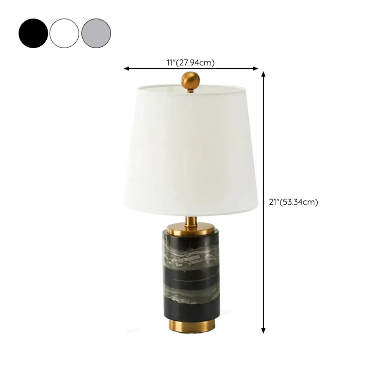 Modern Cylinder Stone Table Lamp with Fabric Shade Image - 25 | homeyfad