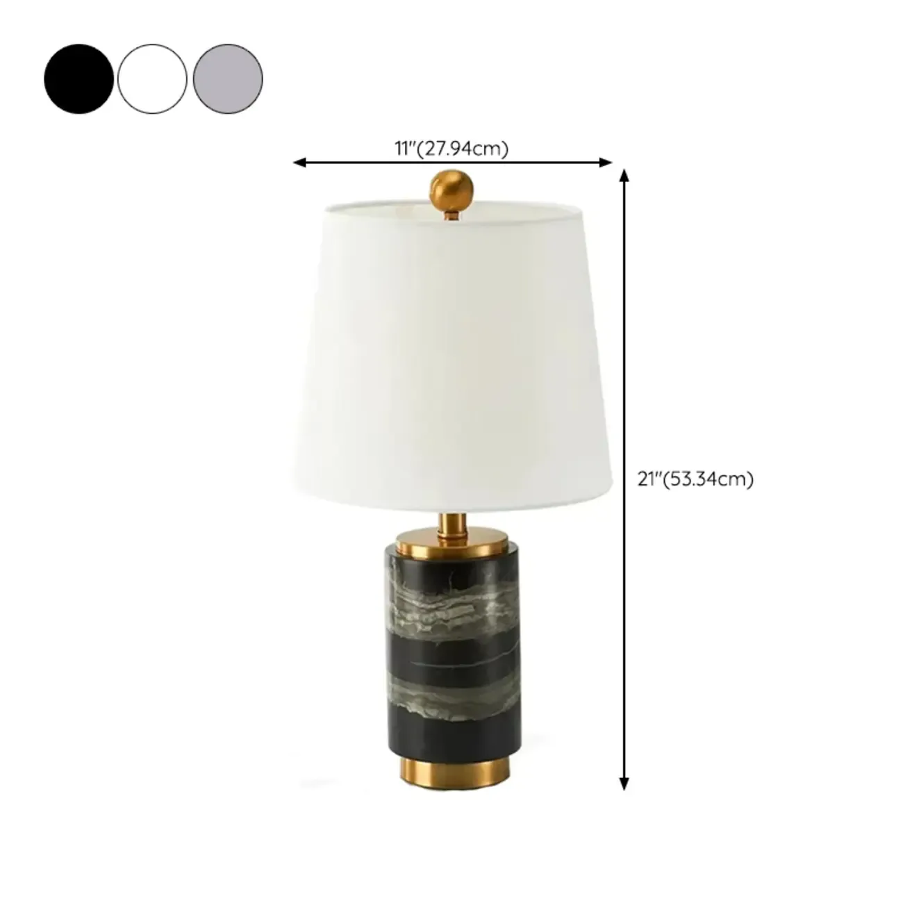 Modern Cylinder Stone Table Lamp with Fabric Shade Image - 25