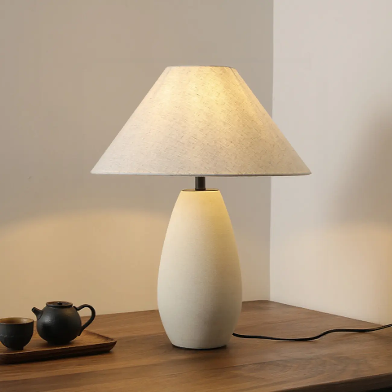 Elegant Ceramic Table Lamp with Fabric Shade Image - 2 | homeyfad