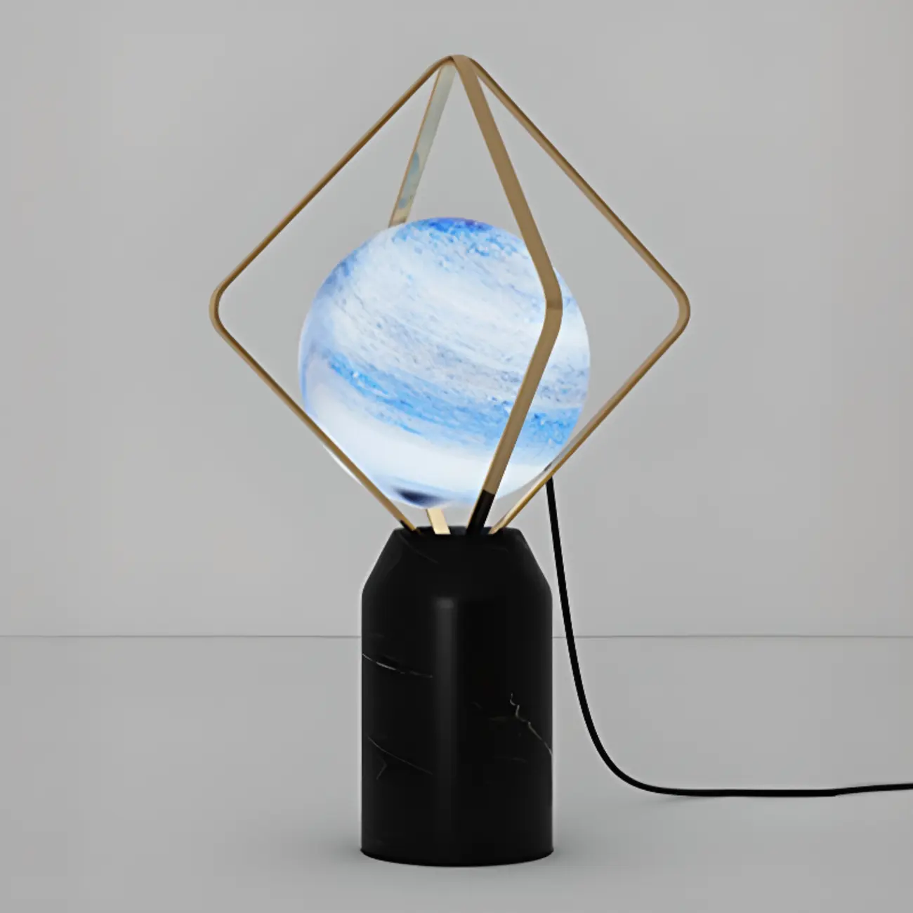 Elegant Plug-In Globe Stone and Glass LED Table Lamp  Image - 8 | homeyfad
