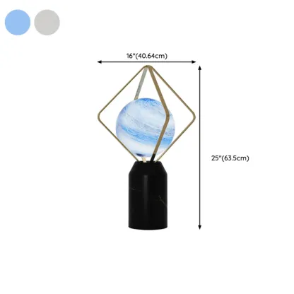 Elegant Plug-In Globe Stone and Glass LED Table Lamp  #size